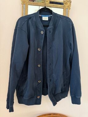 Scotch & Soda Navy Blue Button-Front Bomber Cardigan